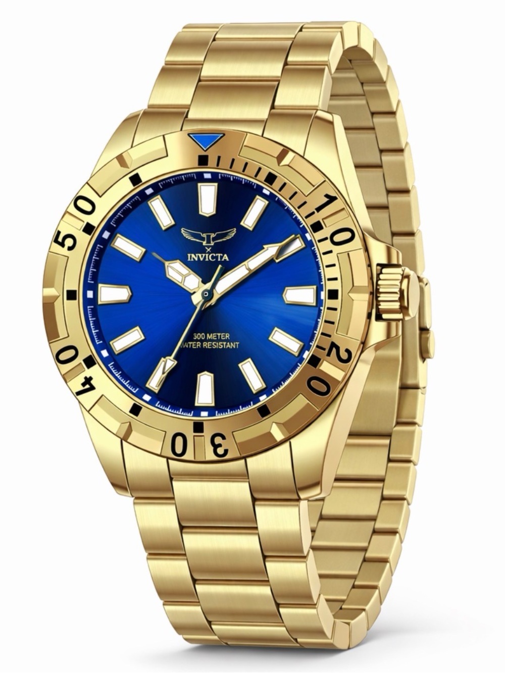 Invicta “SPECIALTY” Gold and Blue Face Stainless Steel Diver 42mm Watch